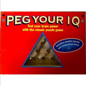 Peg Your IQ classic Wooden puzzle Game Test your Brain Power includes 48Pg Book